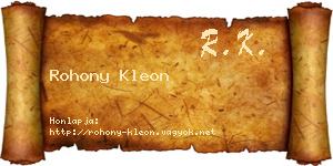 Rohony Kleon névjegykártya